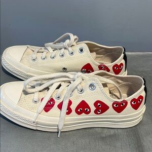 Adult Cream and Red Heart Sneakers